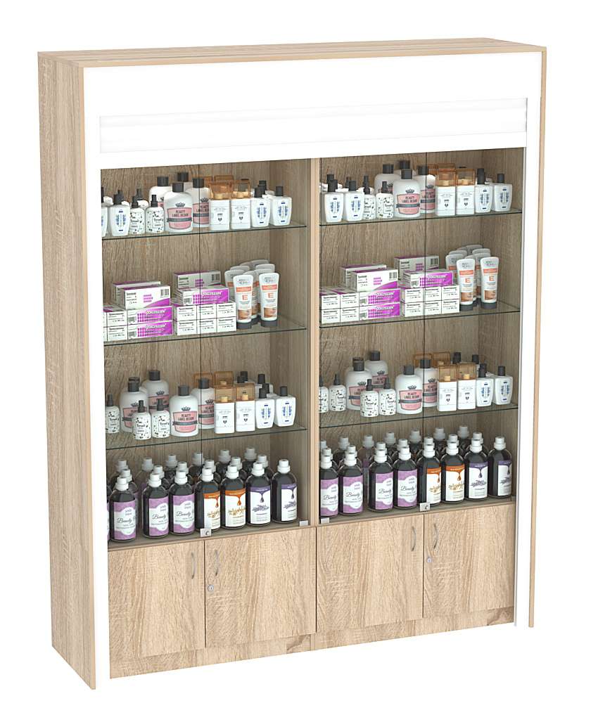 Торговая витрина двухсекционная с рольставнями ЭКДВ-1-1 Дуб сонома