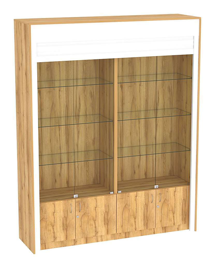 Торговая витрина двухсекционная с рольставнями ЭКДВ-1-1 Дуб Золотистый