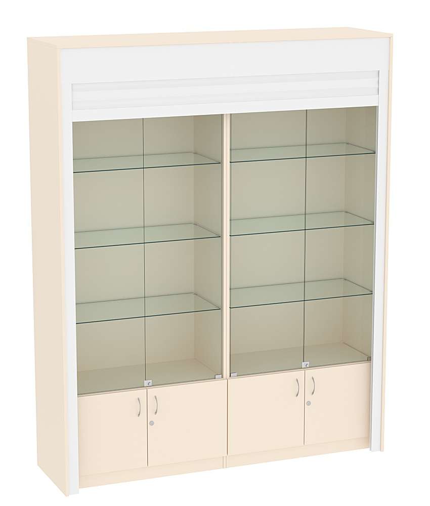 Торговая витрина двухсекционная с рольставнями ЭКДВ-1-1 Крем Вайс