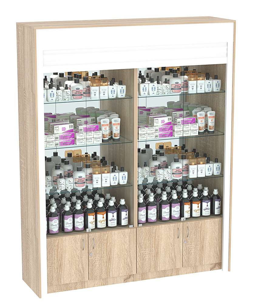 Торговая витрина двухсекционная с рольставнями ЭКДВ-1-3 Дуб сонома