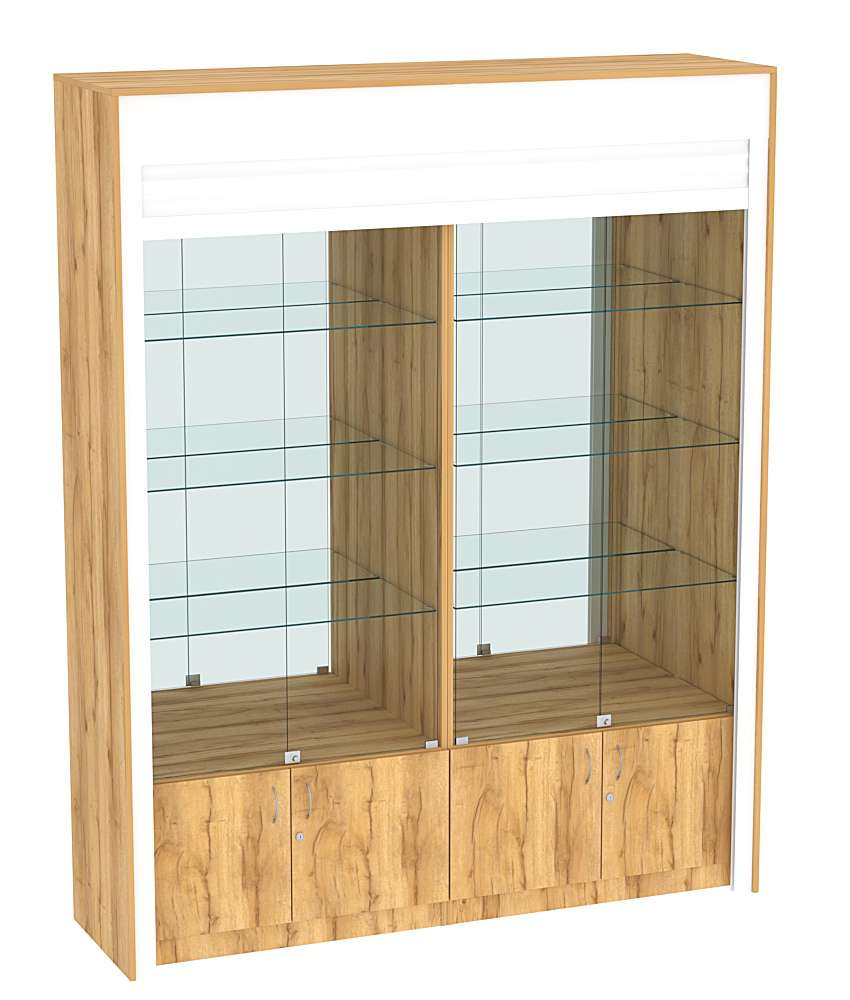 Торговая витрина двухсекционная с рольставнями ЭКДВ-1-3 Дуб Золотистый