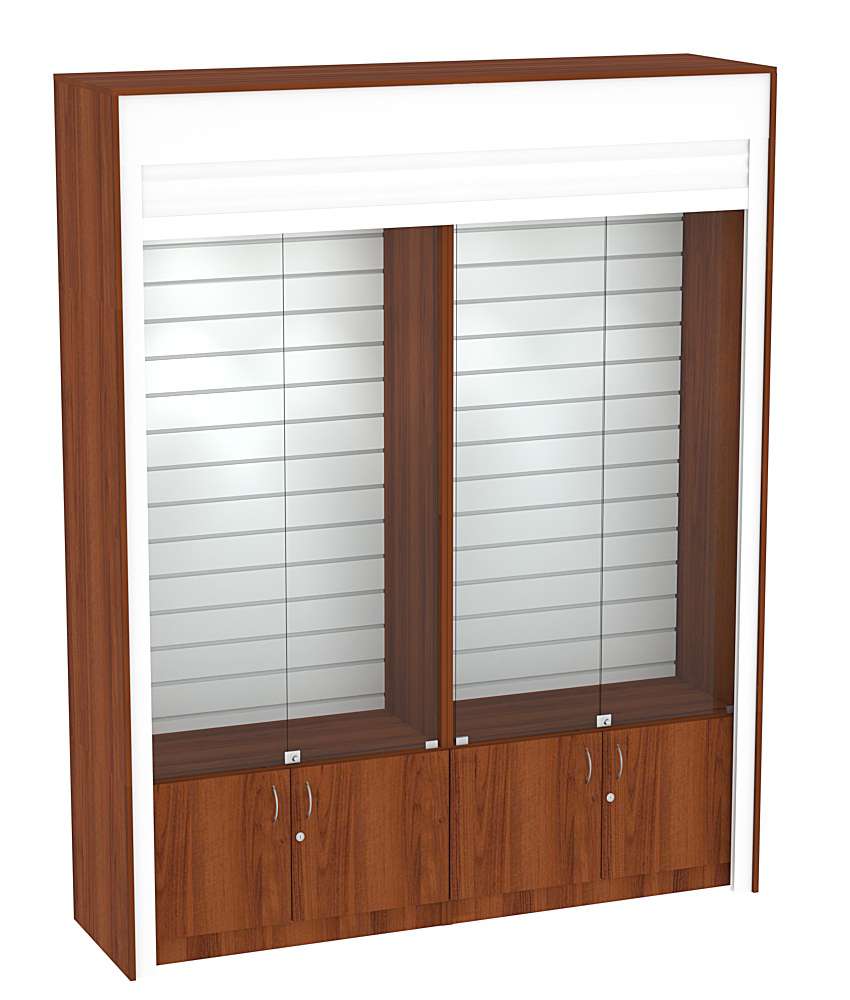 Торговая витрина двухсекционная с рольставнями ЭКДВ-3 Орех