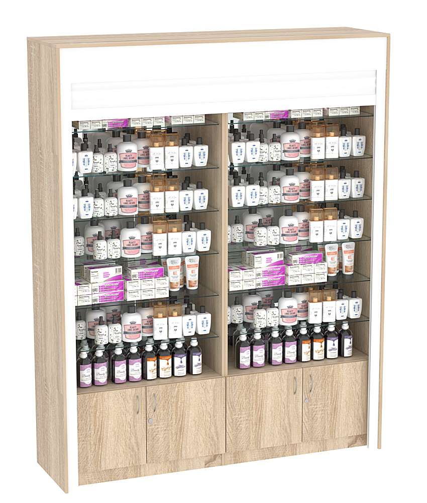 Торговая витрина двухсекционная с рольставнями ИСДВ-132 Дуб сонома