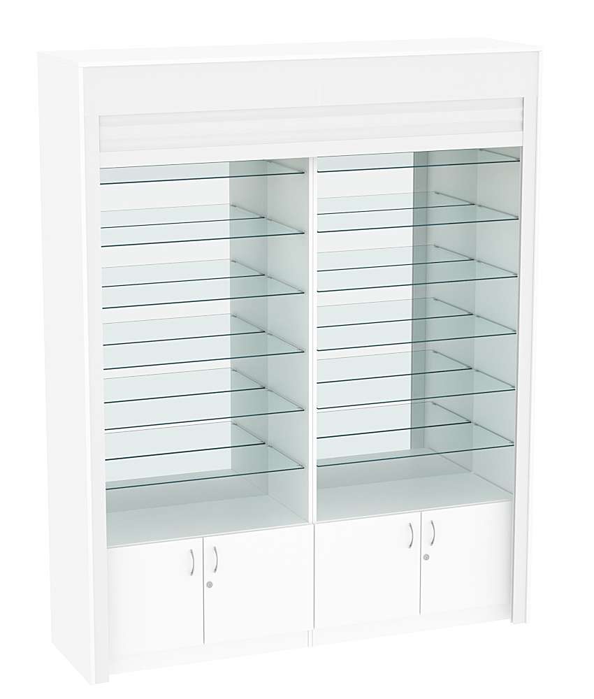 Торговая витрина двухсекционная с рольставнями ИСДВ-132 Белый