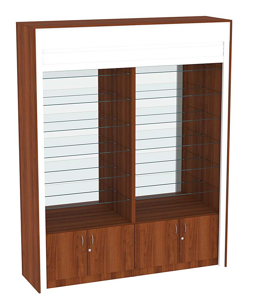 Торговая витрина двухсекционная с рольставнями ИСДВ-132 Орех