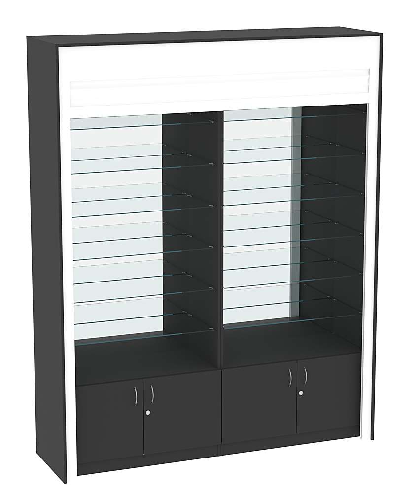 Торговая витрина двухсекционная с рольставнями ИСДВ-132 Черный