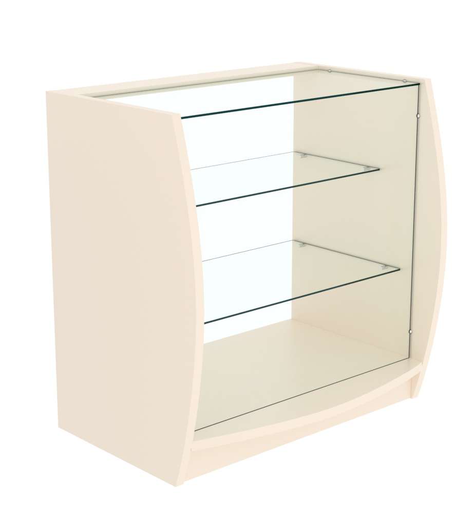 Прилавок Дюна №4 с двумя полками из стекла Крем Вайс