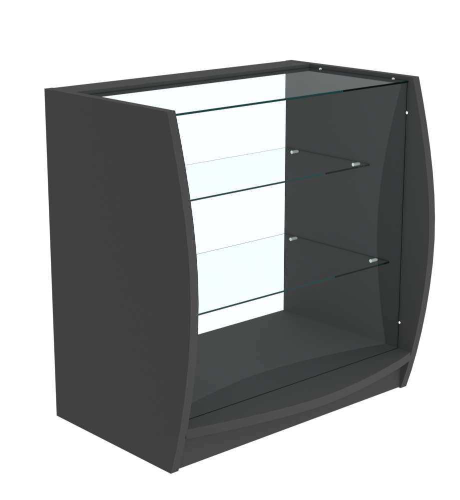 Прилавок Дюна №4 с двумя полками из стекла Черный