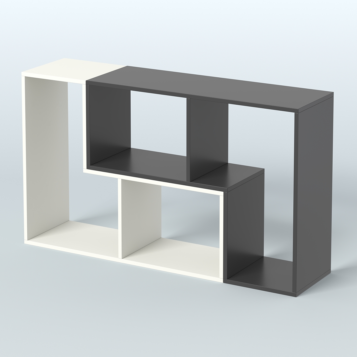 Торговый стеллаж Лофт №1 малый двухмодульный Белый и Черный