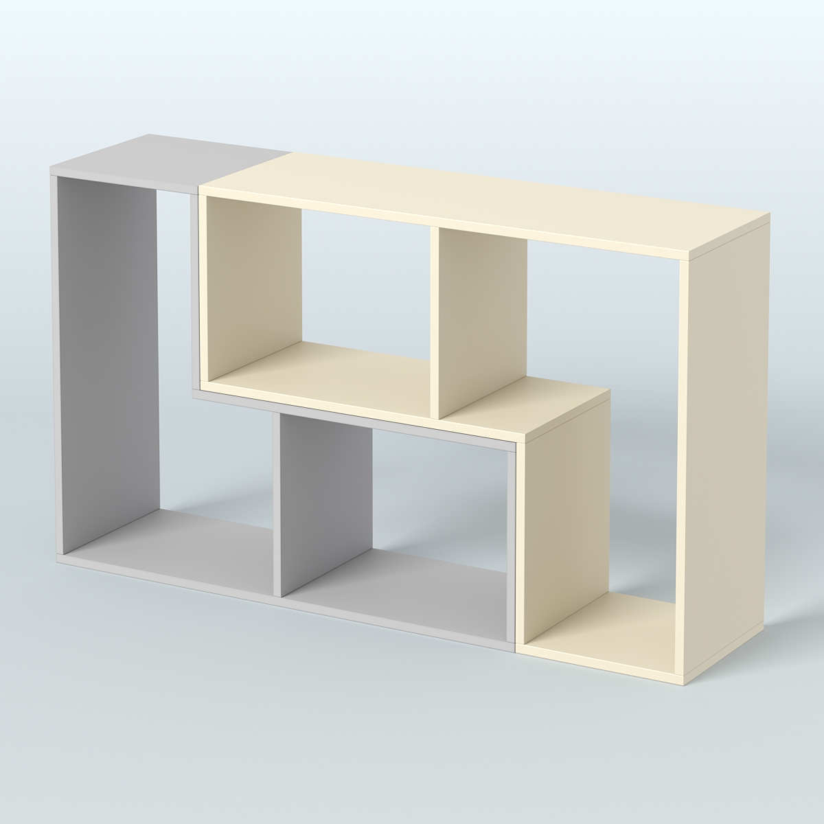 Торговый стеллаж Лофт №1 малый двухмодульный Серый + Крем Вайс