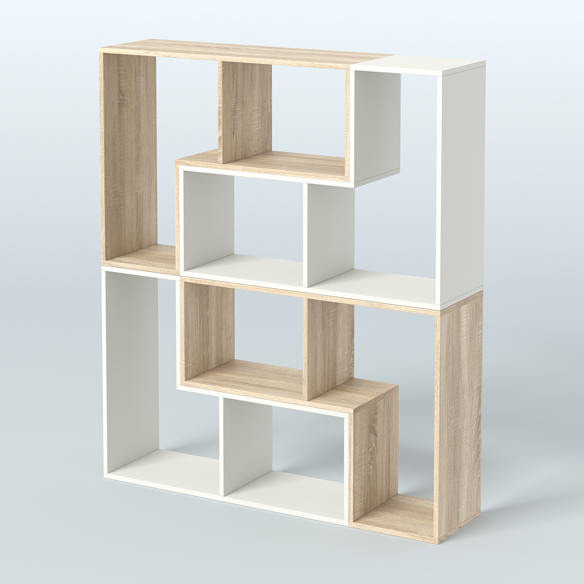 Торговый стеллаж Лофт №2 средний четырех- модульный Белый + Дуб Сонома