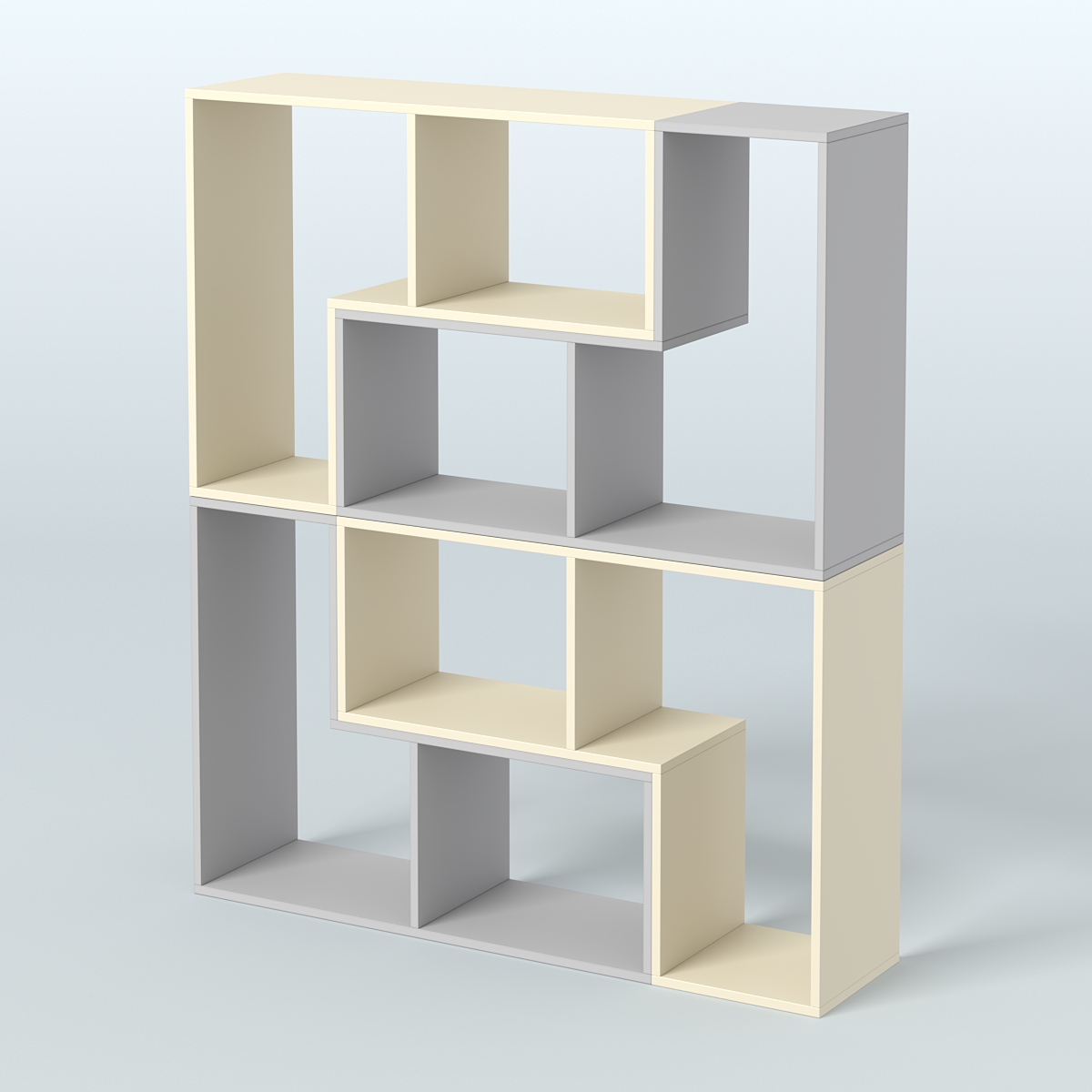 Торговый стеллаж Лофт №2 средний четырех- модульный Серый + Крем Вайс