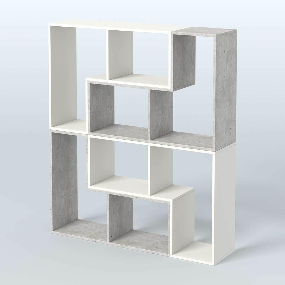 Торговый стеллаж Лофт №2 средний четырех- модульный Метрополитан Грей + Белый