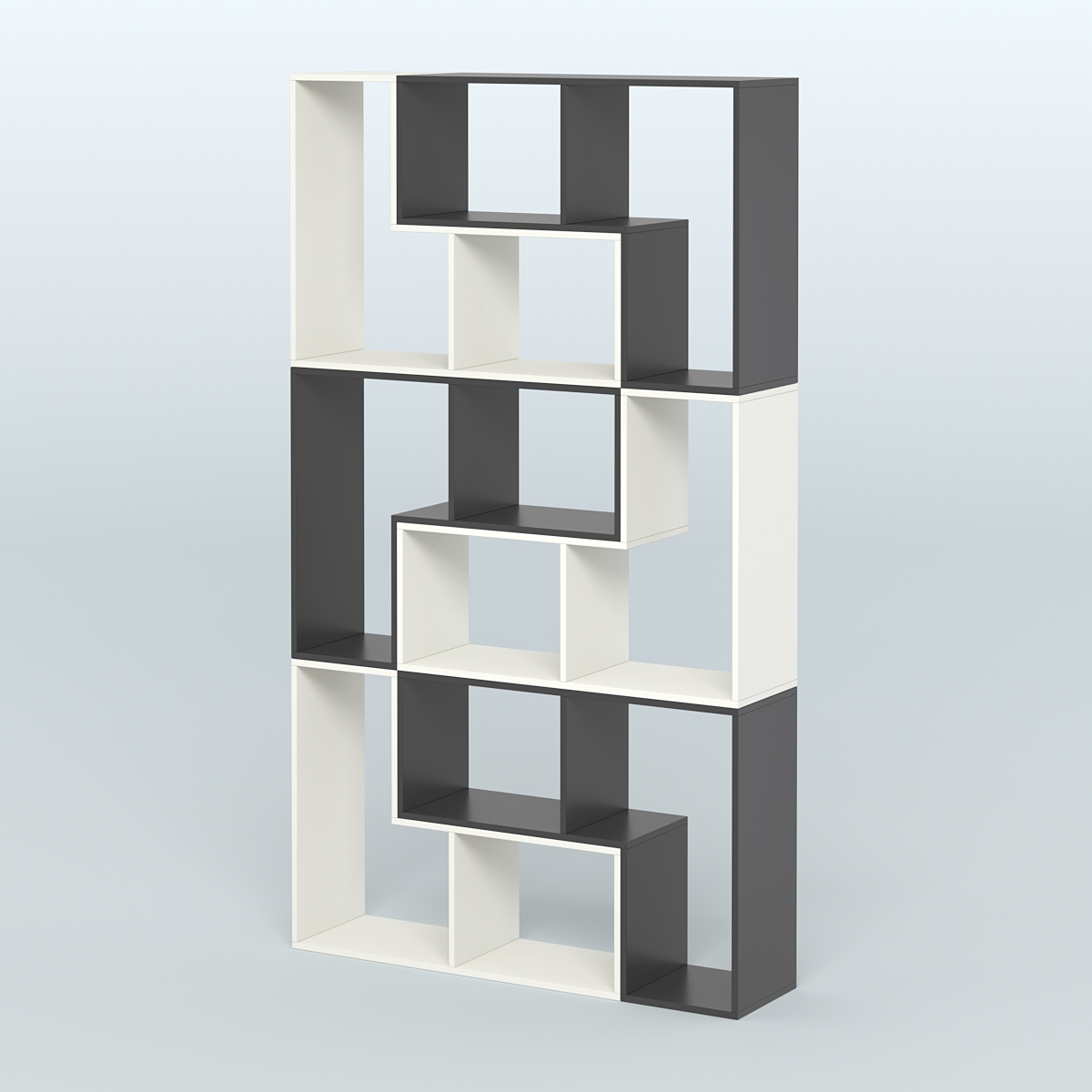Высокий торговый стеллаж Лофт №3 шестимодульный Белый и Черный