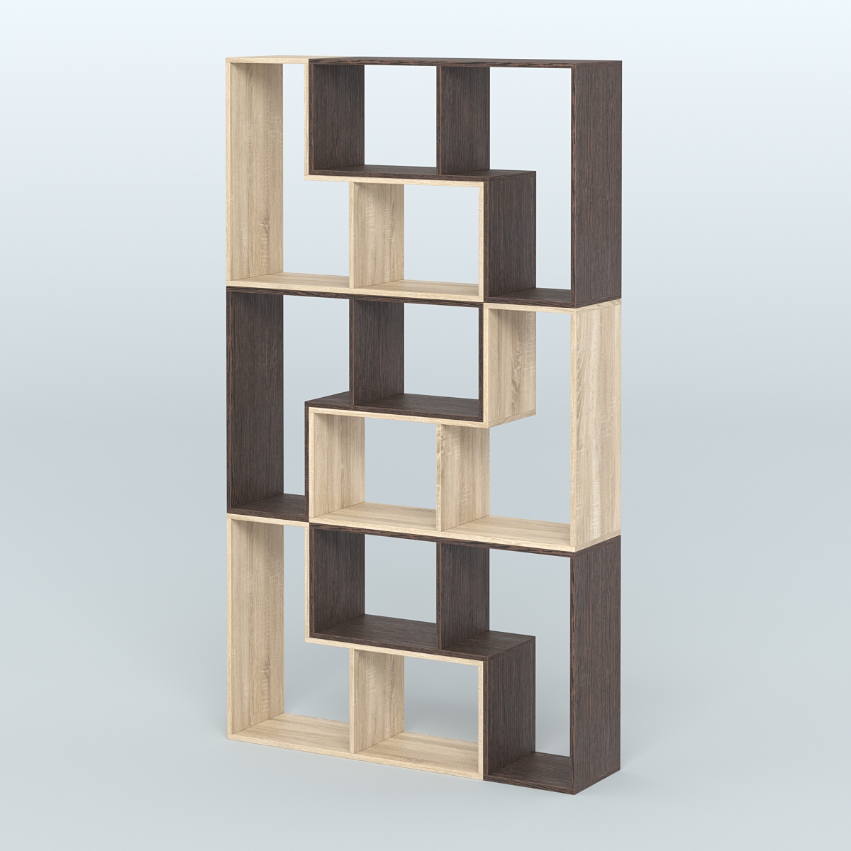 Высокий торговый стеллаж Лофт №3 шестимодульный Дуб Сонома + Дуб Венге
