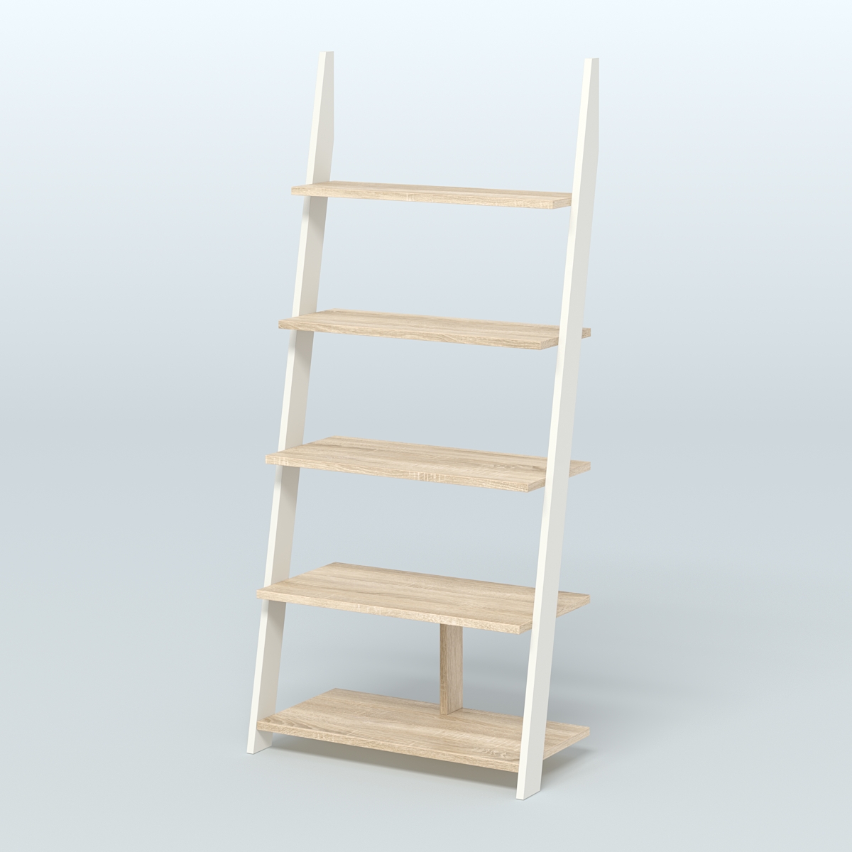 Торговая пристенная стойка ЛОФТ с пятью полками №1-950 Белый + Дуб Сонома
