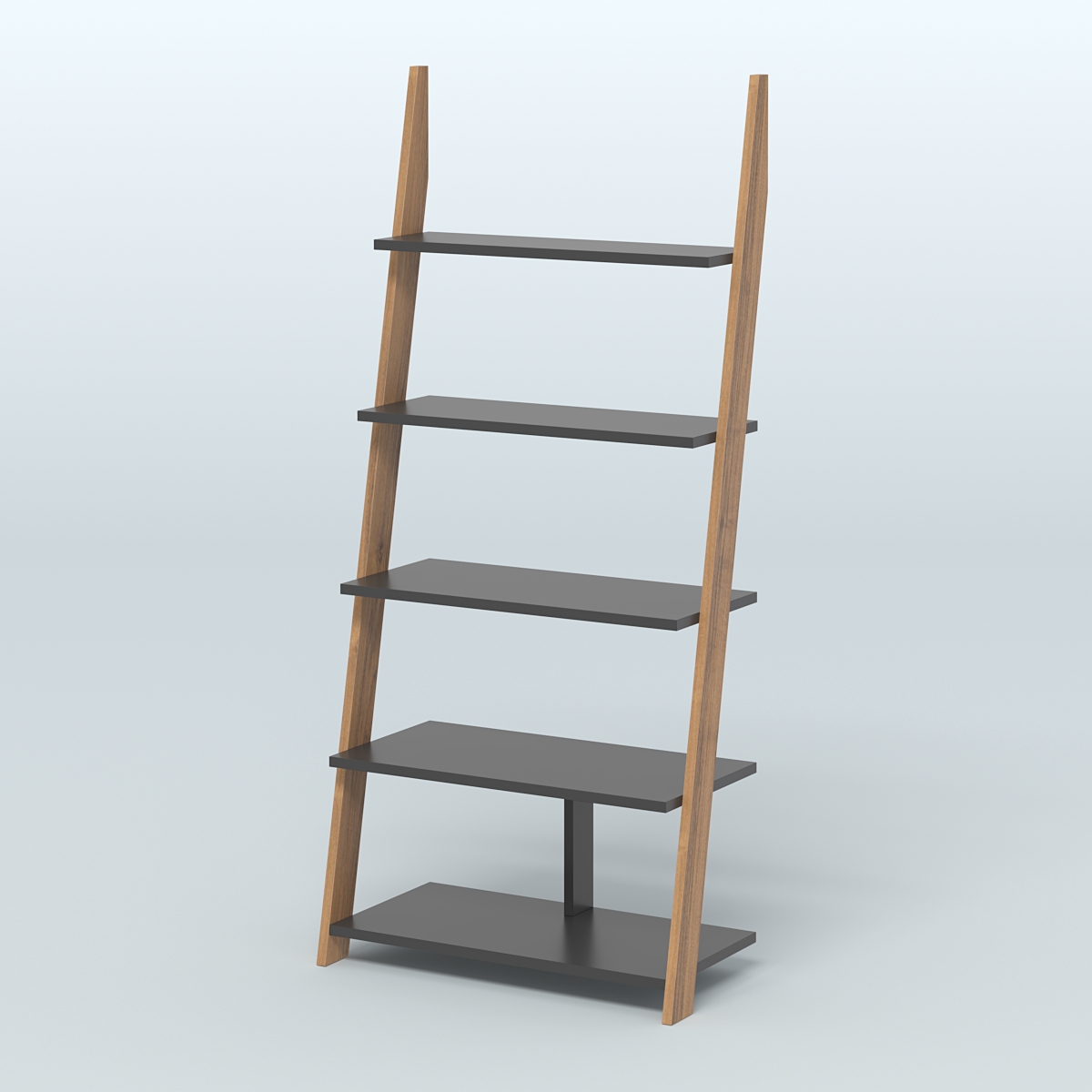 Торговая пристенная стойка ЛОФТ с пятью полками №1-950 Орех + Черный