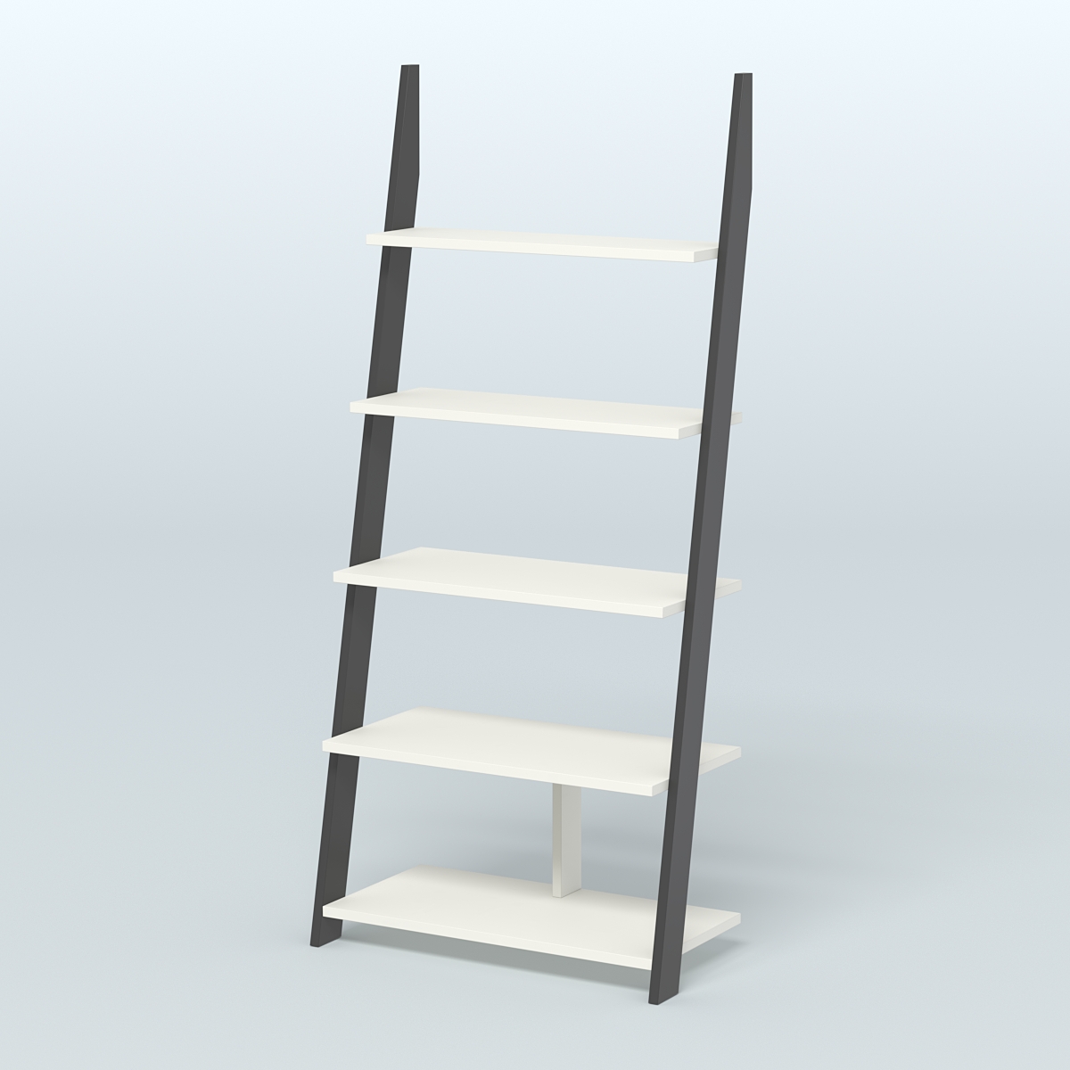 Торговая пристенная стойка ЛОФТ с пятью полками №1-950 Черный + Белый