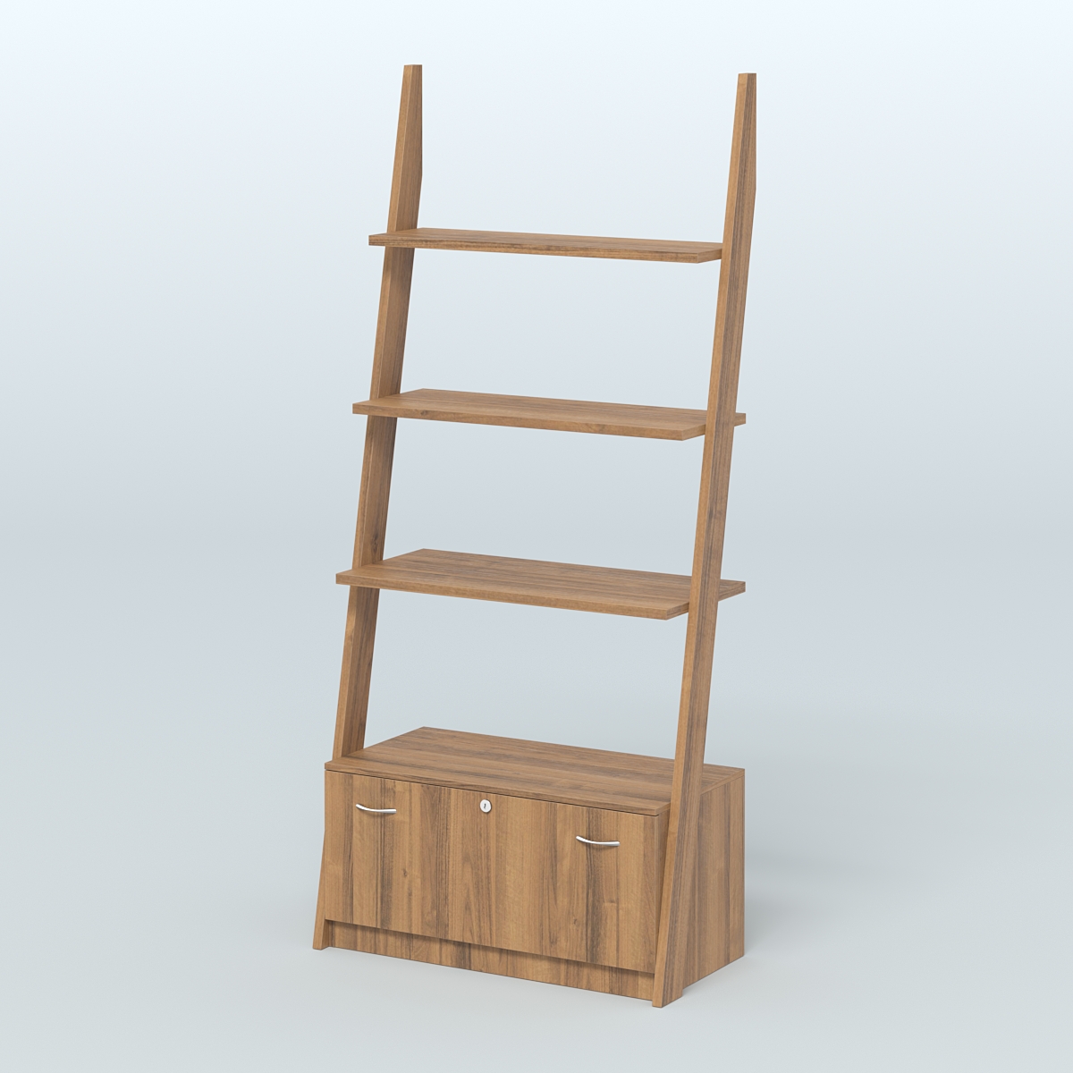 Торговая пристенная стойка ЛОФТ №2-950 с тремя полками и тумбой Т-16 Орех