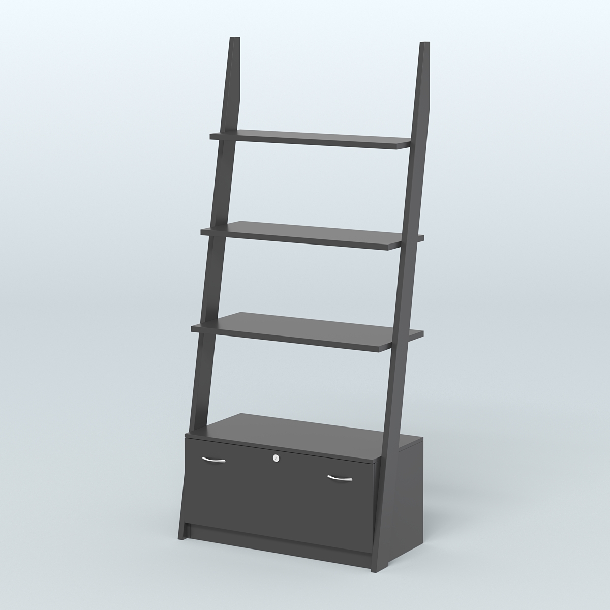 Торговая пристенная стойка ЛОФТ №2-950 с тремя полками и тумбой Т-16 Черный