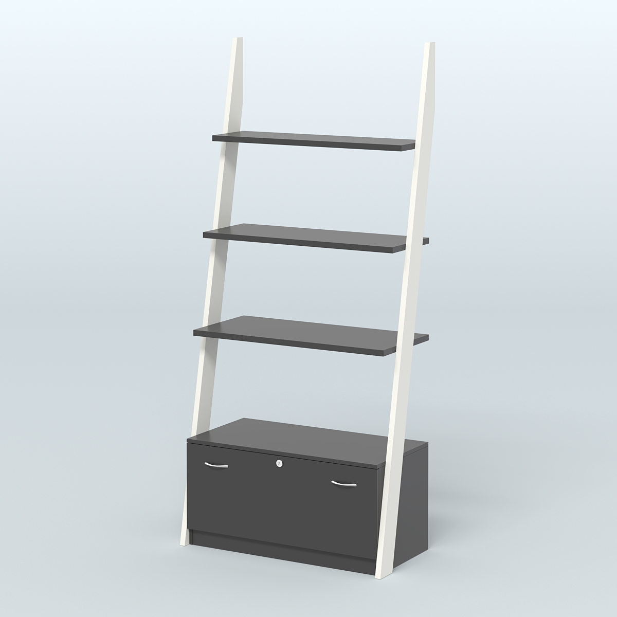 Торговая пристенная стойка ЛОФТ №2-950 с тремя полками и тумбой Т-16 Белый и Черный