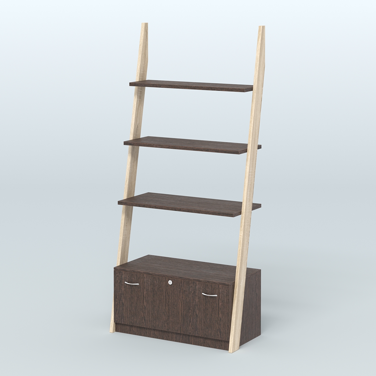 Торговая пристенная стойка ЛОФТ №2-950 с тремя полками и тумбой Т-16 Дуб Сонома + Дуб Венге
