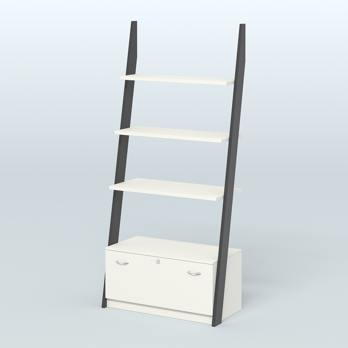 Торговая пристенная стойка ЛОФТ №2-950 с тремя полками и тумбой Т-16 Черный + Белый