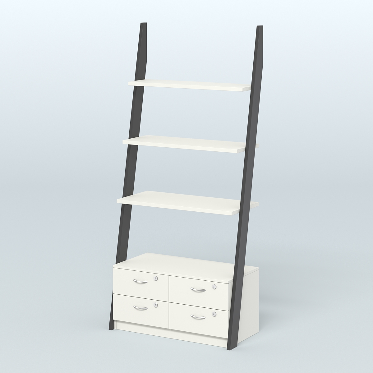 Торговая пристенная стойка ЛОФТ №2-950 с тумбой Т-19 под четыре ящика Черный + Белый