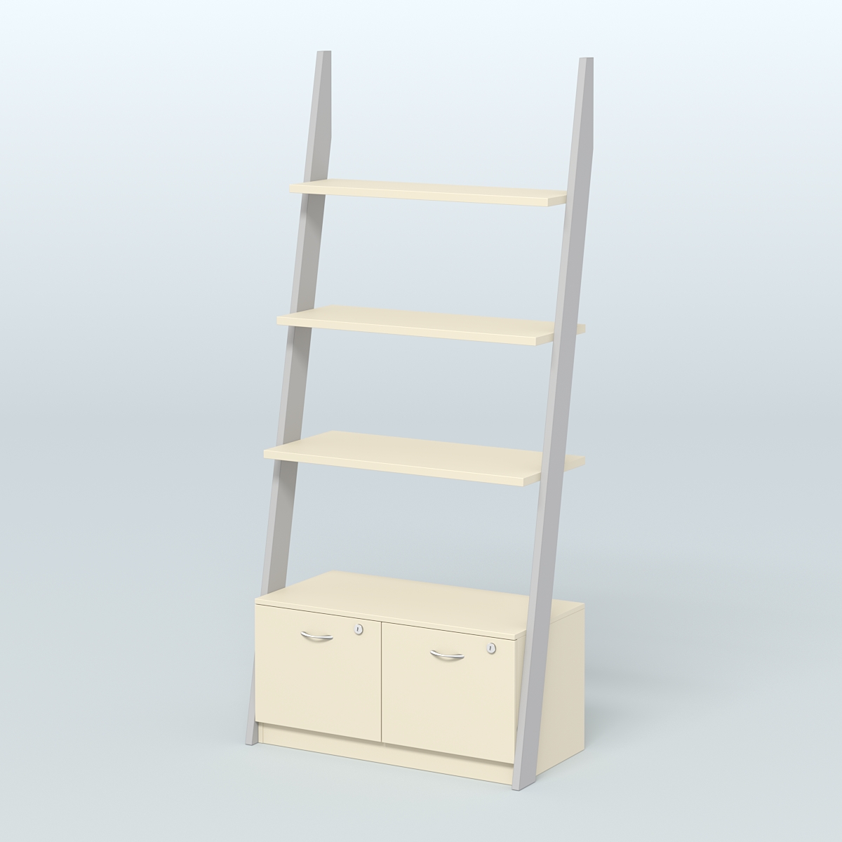 Торговая пристенная стойка ЛОФТ №2-950 с накопителем под два ящика Т-20 Серый + Крем Вайс