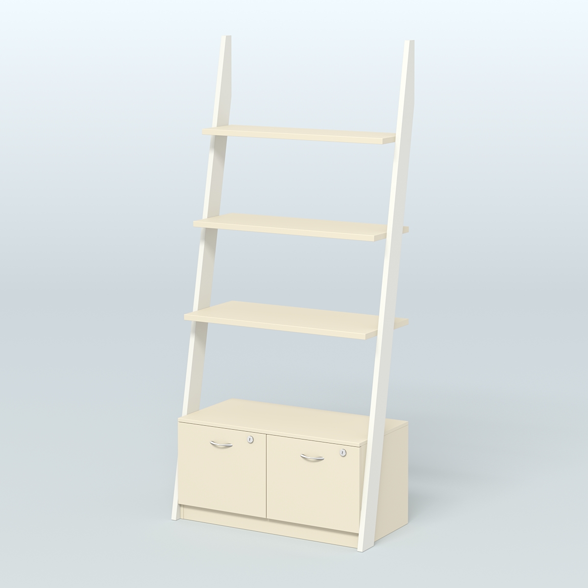 Торговая пристенная стойка ЛОФТ №2-950 с накопителем под два ящика Т-20 Белый + Крем Вайс