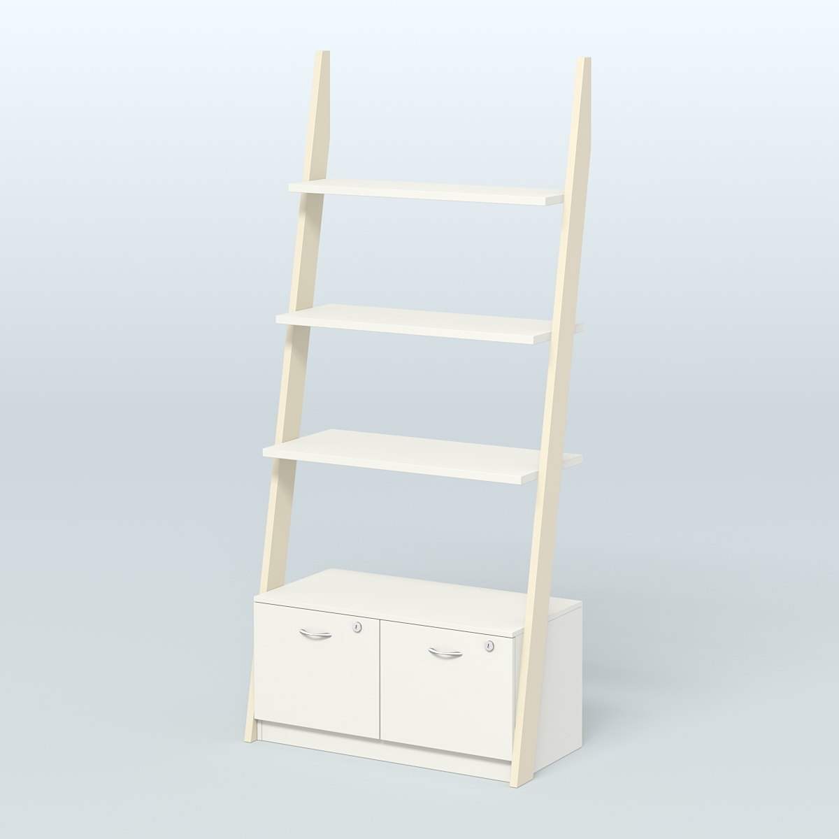 Торговая пристенная стойка ЛОФТ №2-950 с накопителем под два ящика Т-20 Крем Вайс + Белый