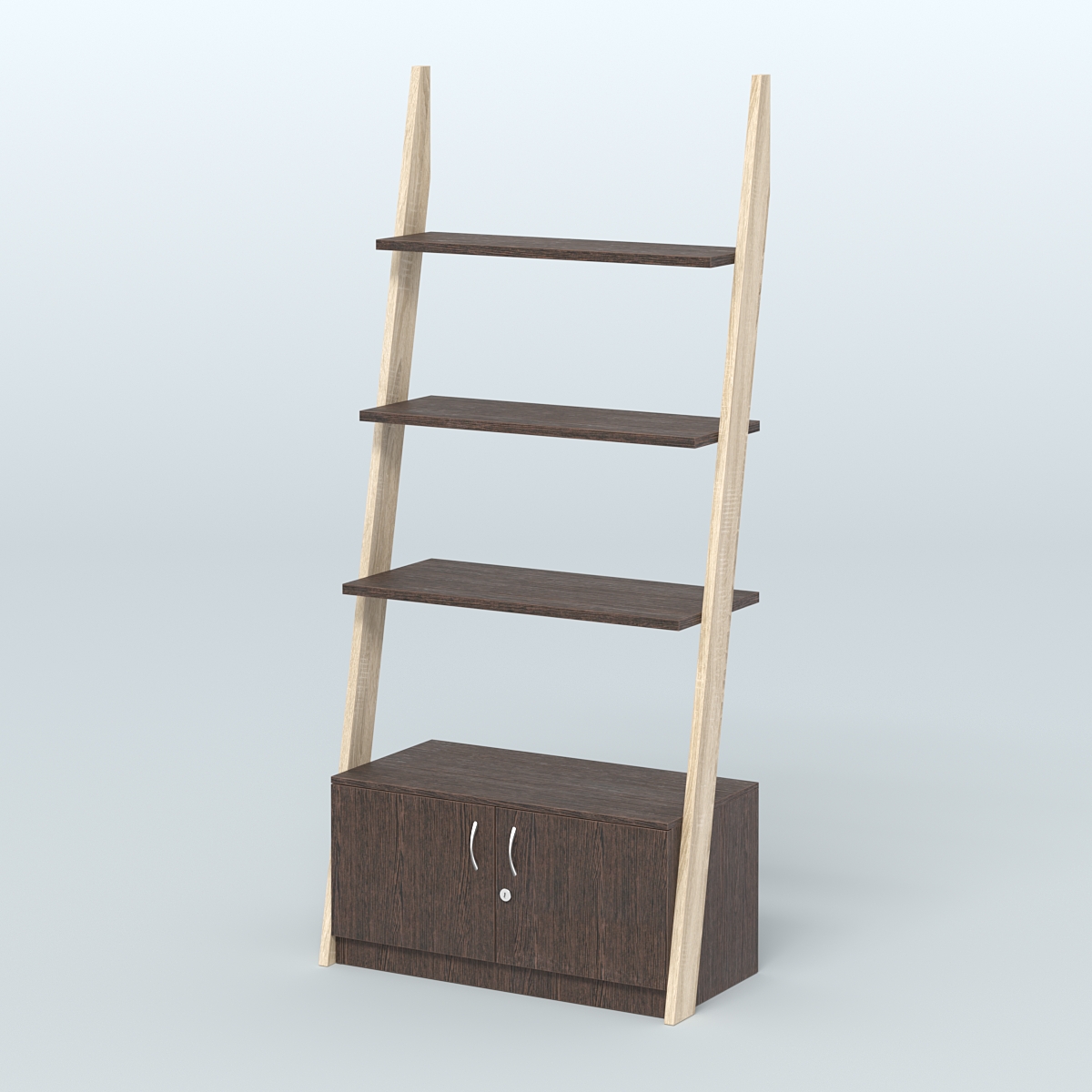 Торговая пристенная стойка ЛОФТ №2-950 с тумбой и распашными дверьми Т-25 Дуб Сонома + Дуб Венге