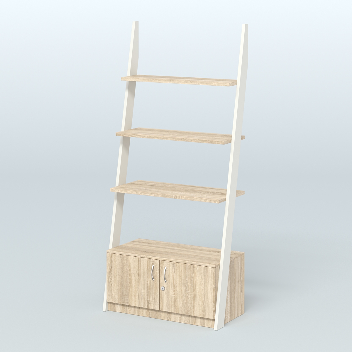Торговая пристенная стойка ЛОФТ №2-950 с тумбой и распашными дверьми Т-25 Белый + Дуб Сонома
