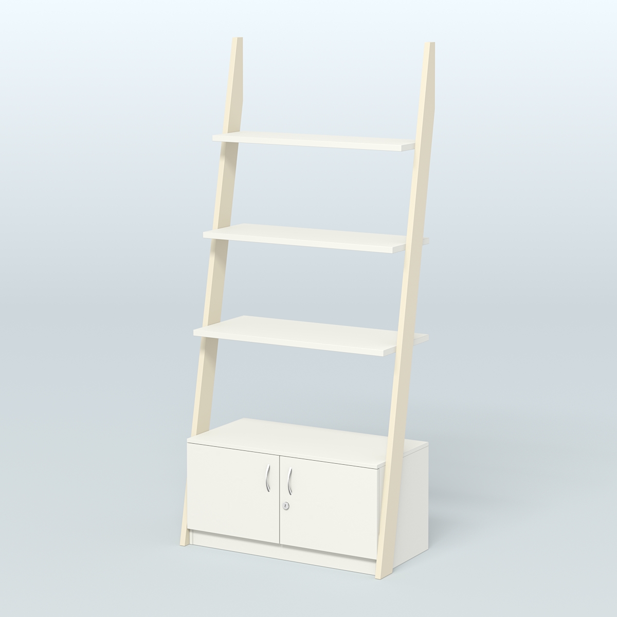 Торговая пристенная стойка ЛОФТ №2-950 с тумбой и распашными дверьми Т-25 Крем Вайс + Белый