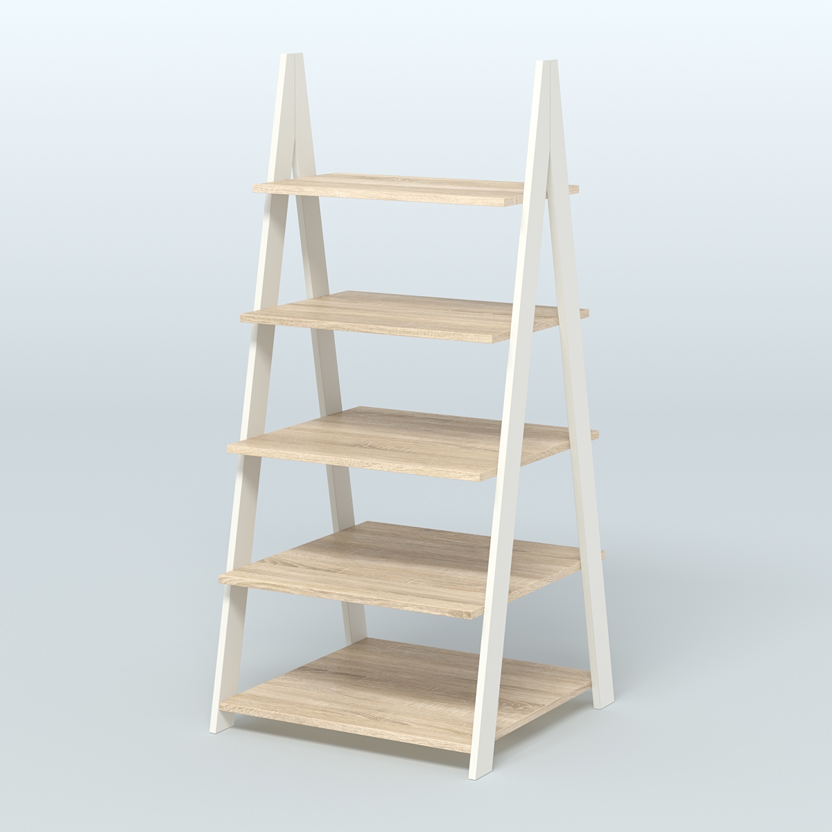 Торговая двусторонняя стойка ЛОФТ №3-950 с широкими полками Белый + Дуб Сонома