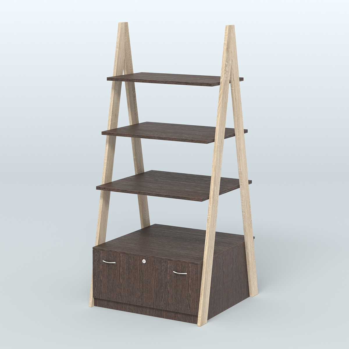 Торговая двусторонняя стойка ЛОФТ №4-950 с двумя тумбами Т-16 Дуб Сонома + Дуб Венге