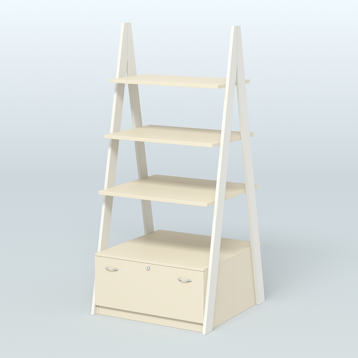 Торговая двусторонняя стойка ЛОФТ №4-950 с двумя тумбами Т-16 Белый + Крем Вайс