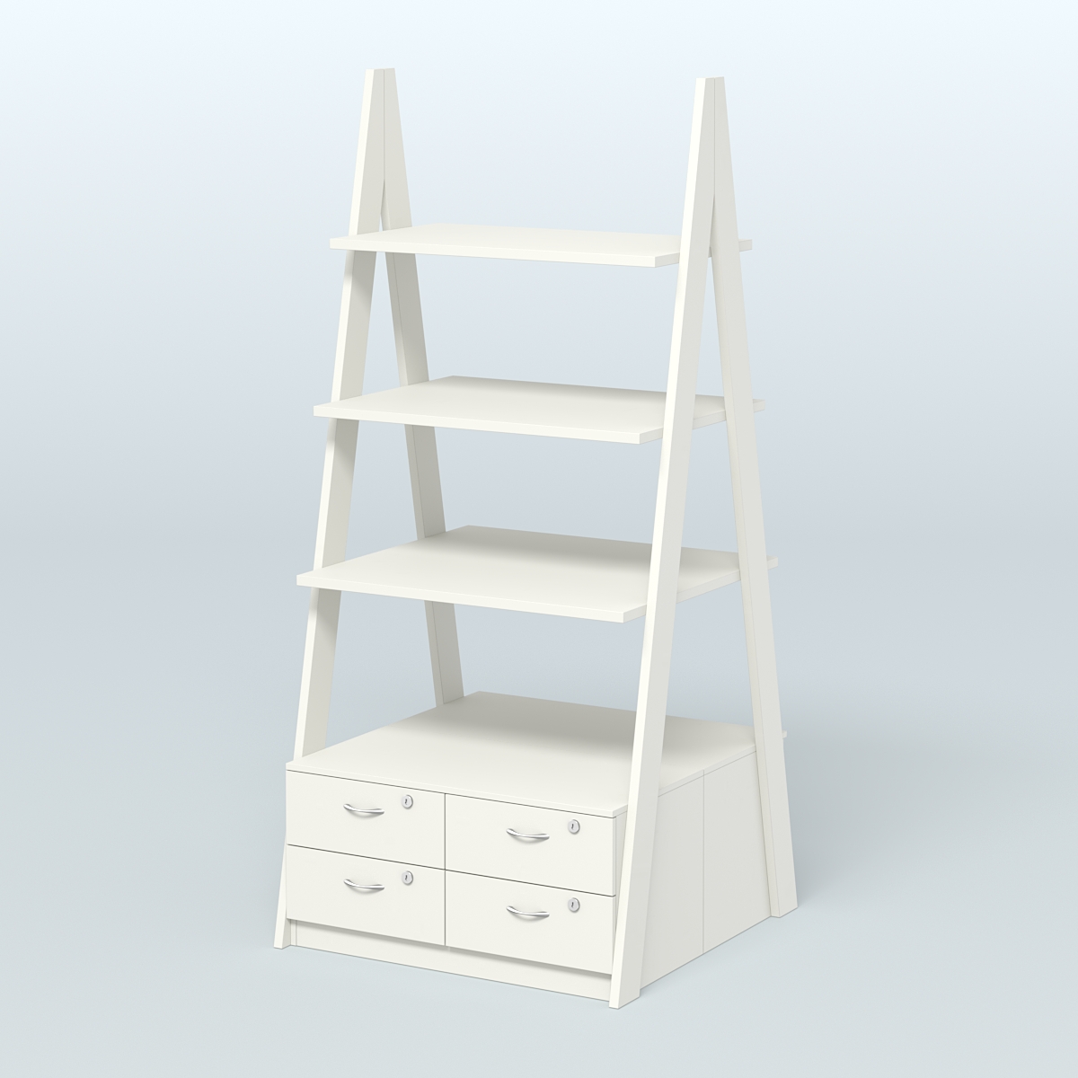 Торговая двусторонняя стойка ЛОФТ №4-950 с узкими выдвижными ящиками Белый