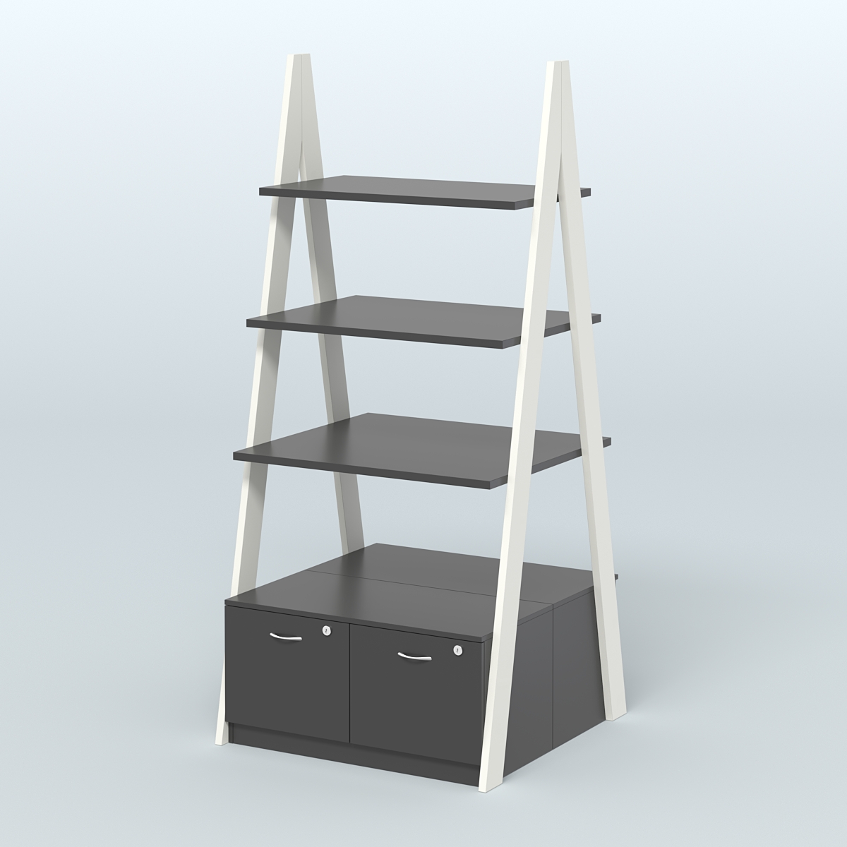 Торговая двусторонняя стойка ЛОФТ №4-950 с глубокими ящиками в накопителе Белый и Черный