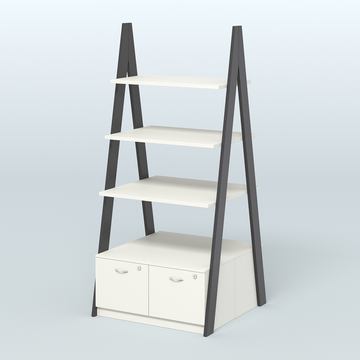 Торговая двусторонняя стойка ЛОФТ №4-950 с глубокими ящиками в накопителе Черный + Белый