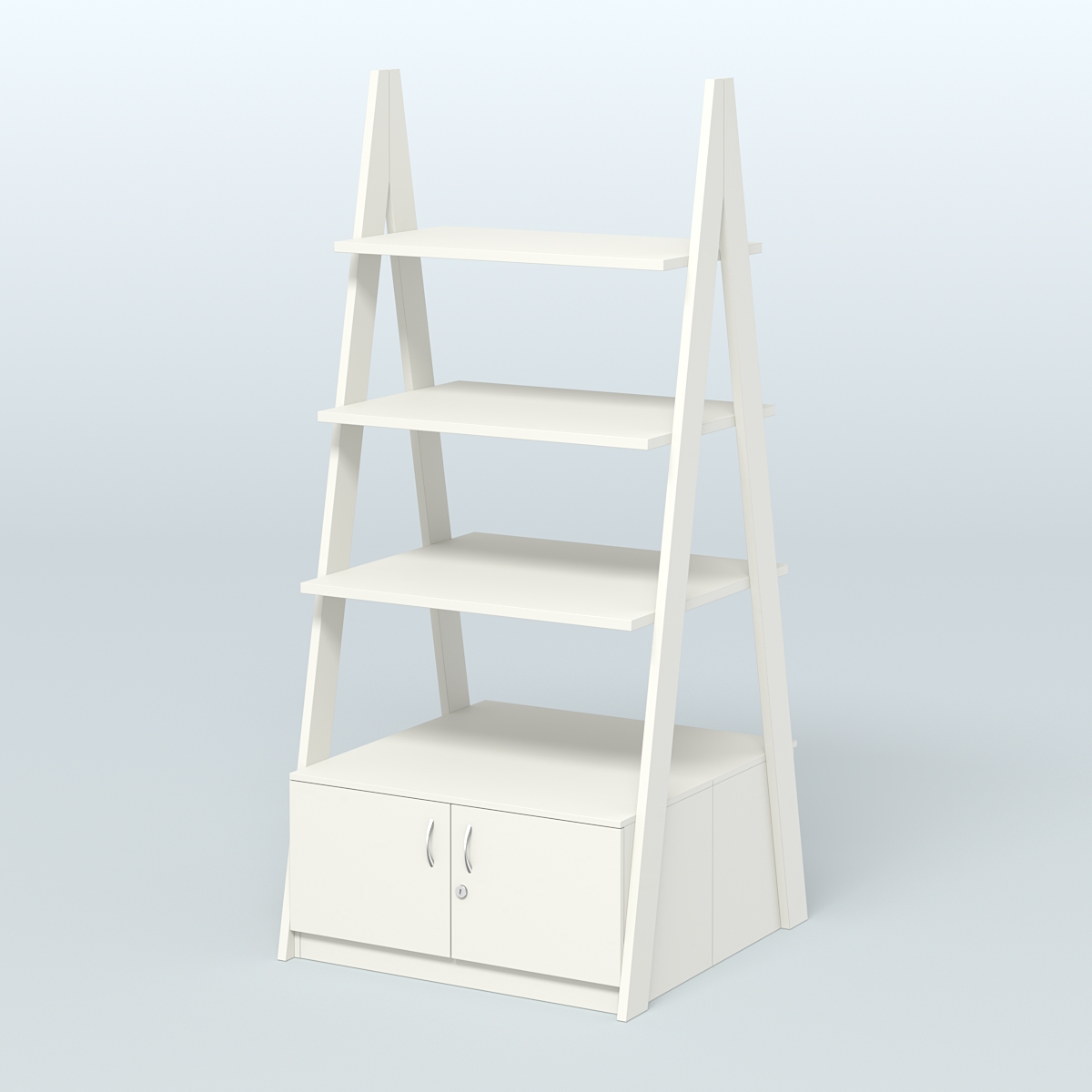 Торговая двусторонняя стойка ЛОФТ №4-950 с распашными дверками в накопителе Белый