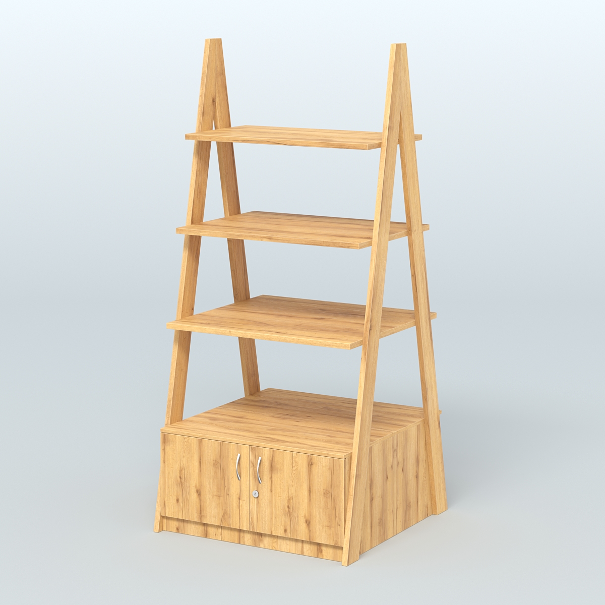 Торговая двусторонняя стойка ЛОФТ №4-950 с распашными дверками в накопителе Дуб Золотистый