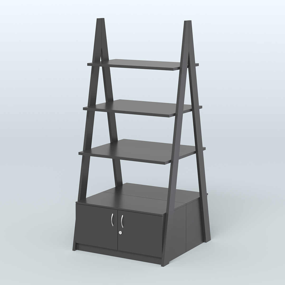 Торговая двусторонняя стойка ЛОФТ №4-950 с распашными дверками в накопителе Черный