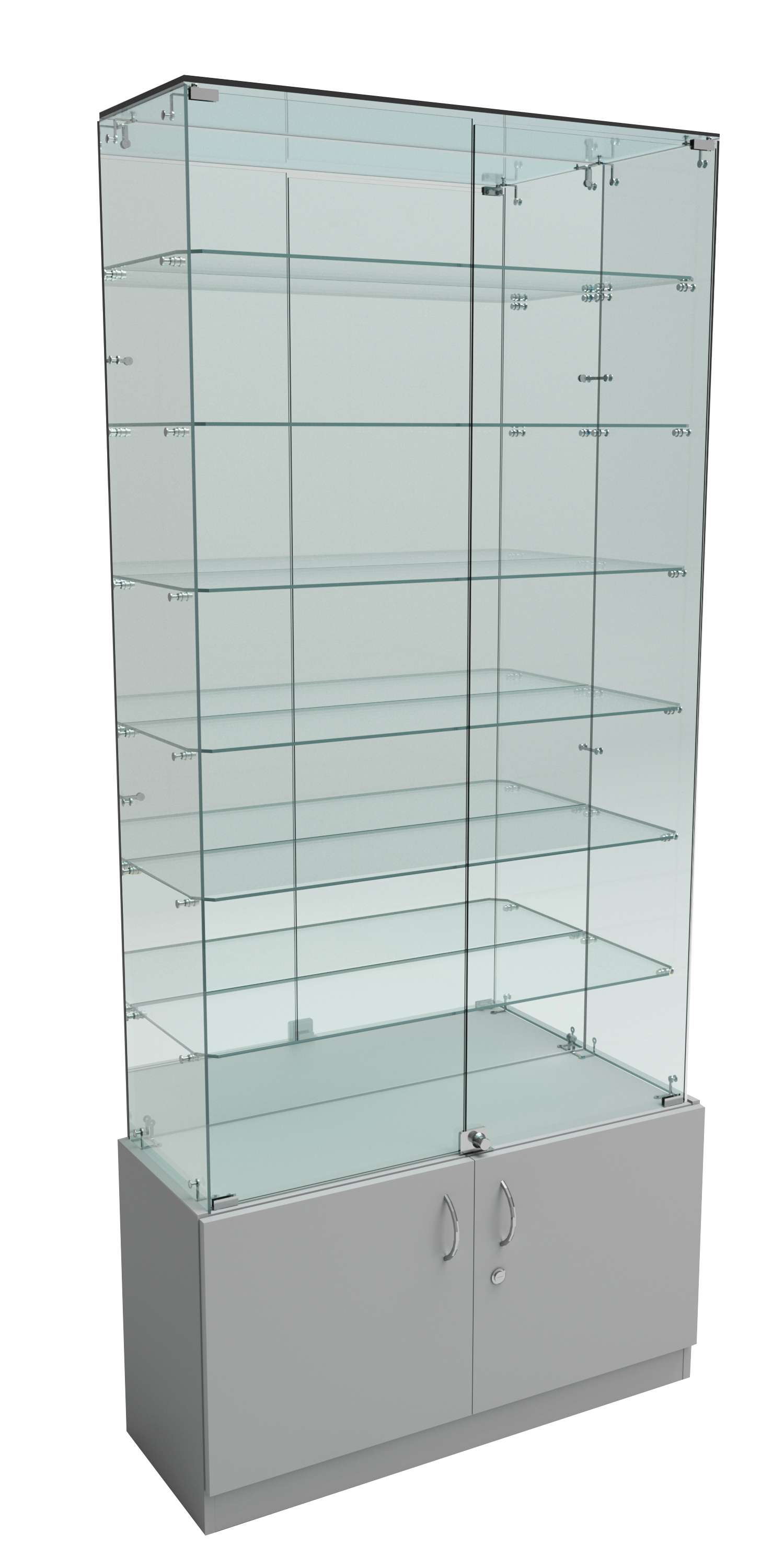 Витрина Истра №34 прямоугольная (задняя стенка - зеркало) Серый