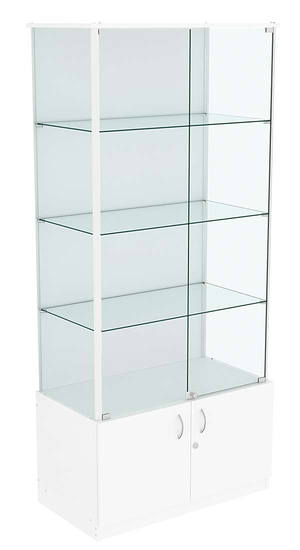 Витрина ЛЮКС с задней стенкой ДВП №1 без подсветки  Белый