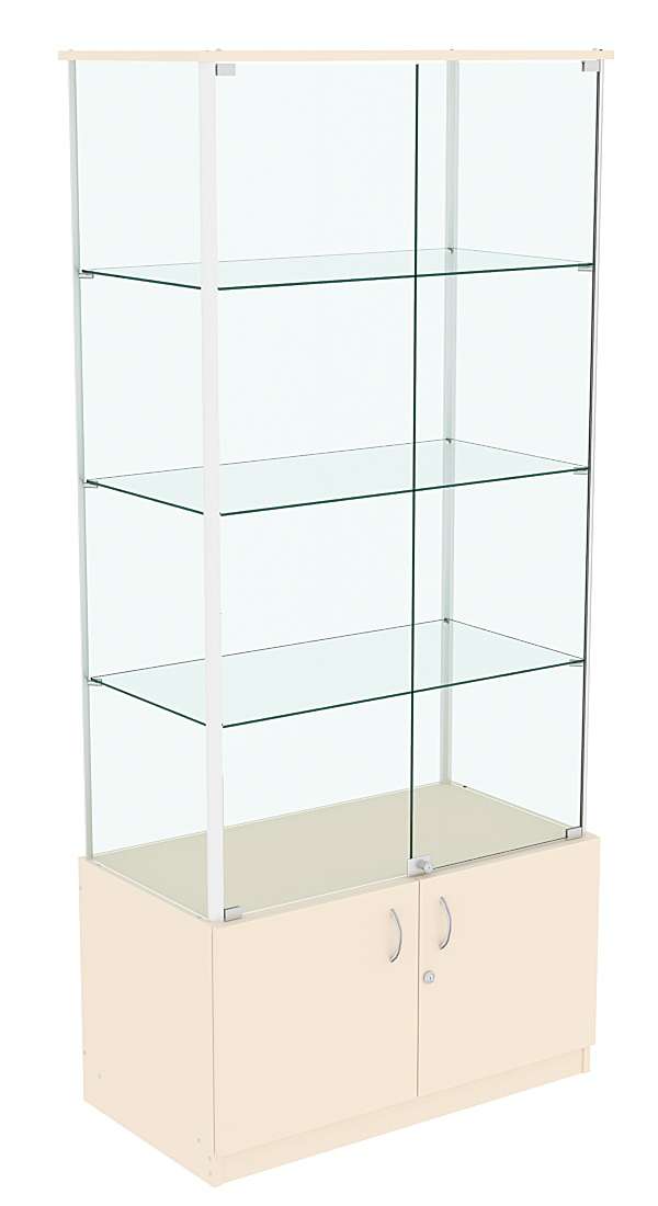 Витрина ЛЮКС с задней стенкой из стекла №2 без подсветки  Крем Вайс
