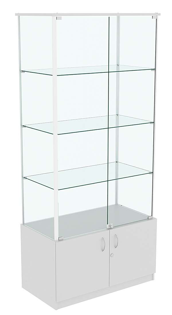 Витрина ЛЮКС с задней стенкой из стекла №2 без подсветки  Серый