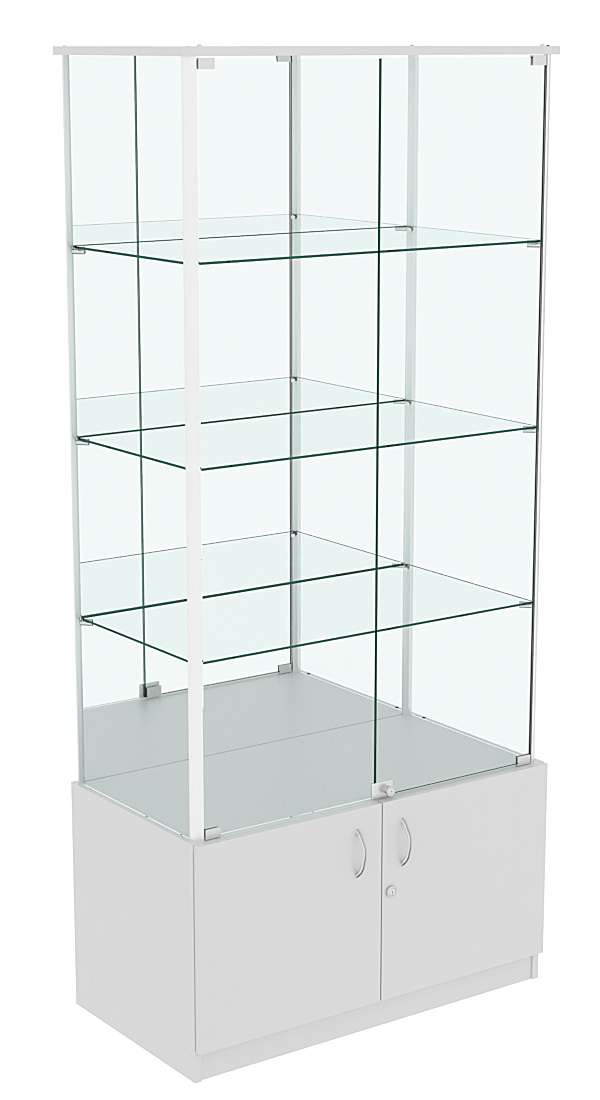 Витрина ЛЮКС с зеркальной задней стенкой №3 без подсветки Серый