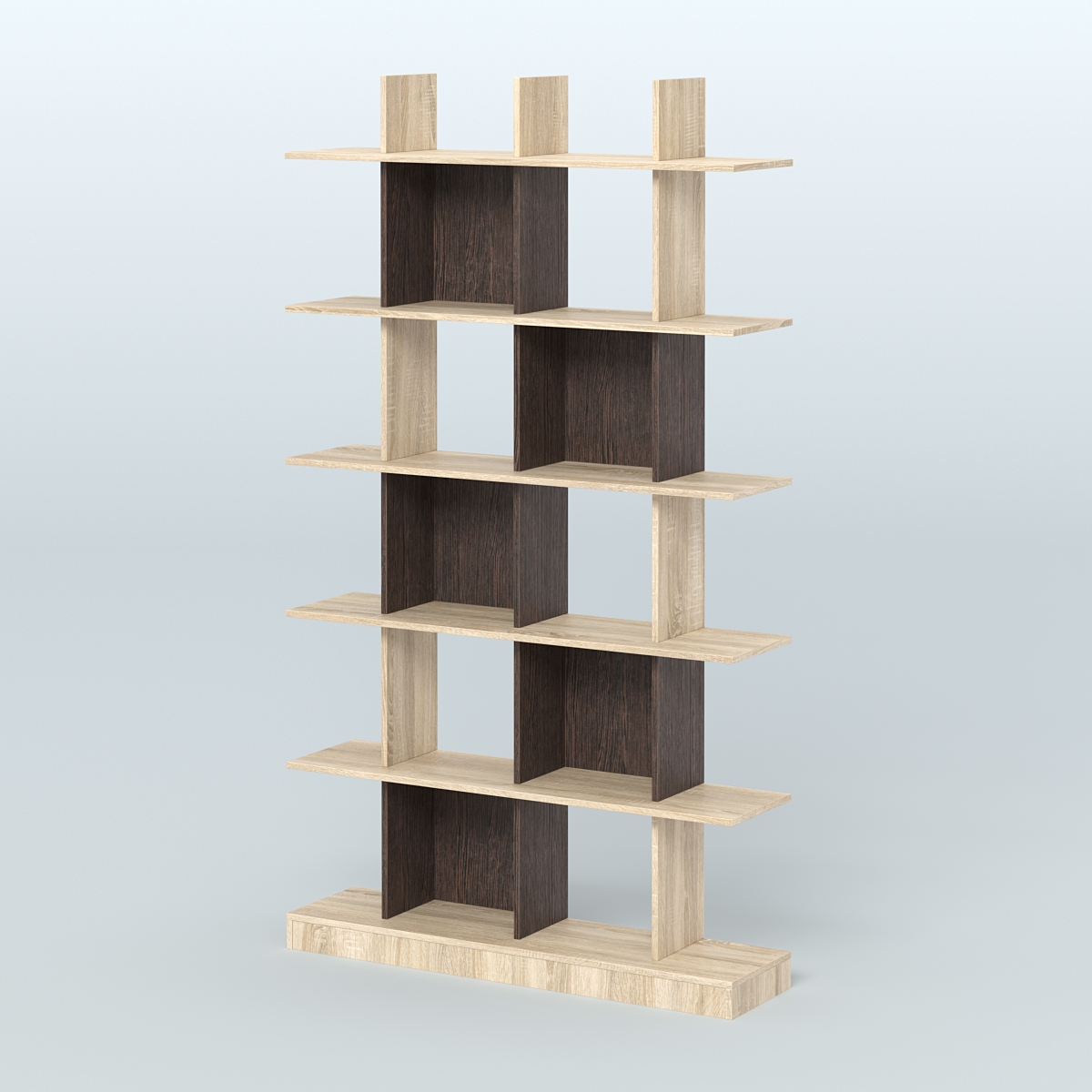Торговый стеллаж Лофт №4 с ячейками Дуб Сонома + Дуб Венге
