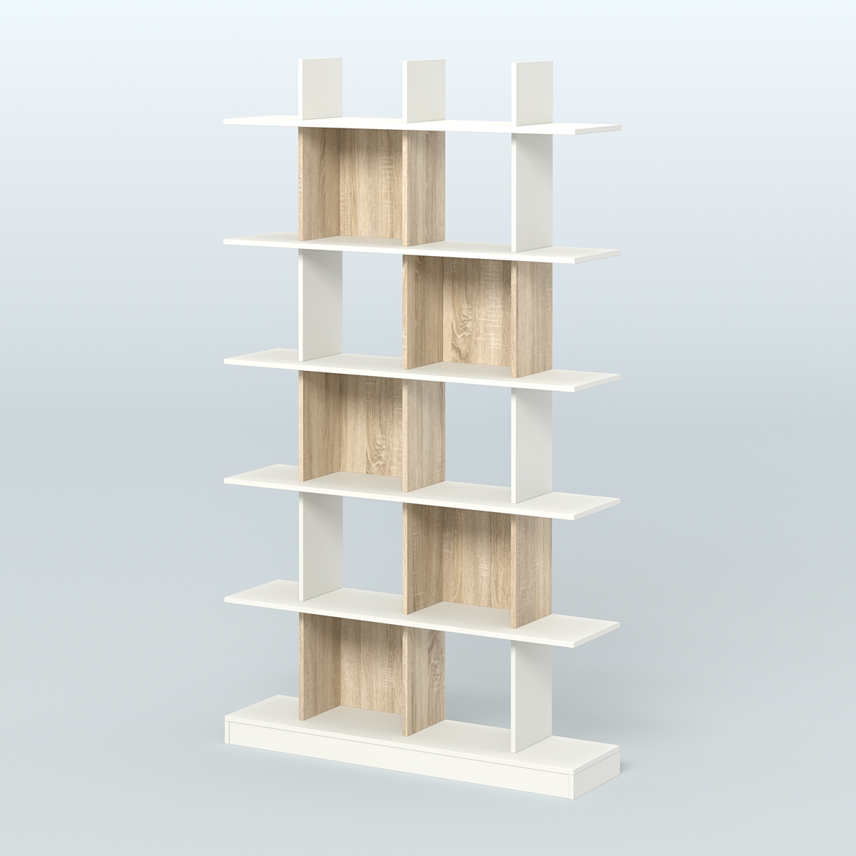 Торговый стеллаж Лофт №4 с ячейками Белый + Дуб Сонома